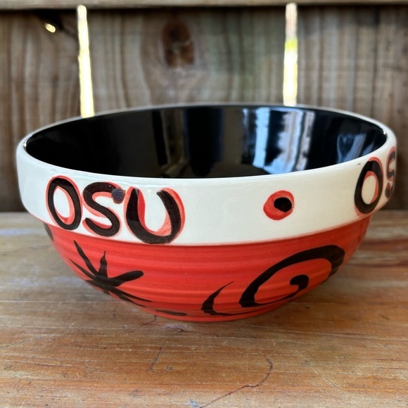 2 Pieces Vintage Gail Pittman 01 Hand Painted OSU Go Cowboys Oval Platter & Bowl - Picture 7 of 13